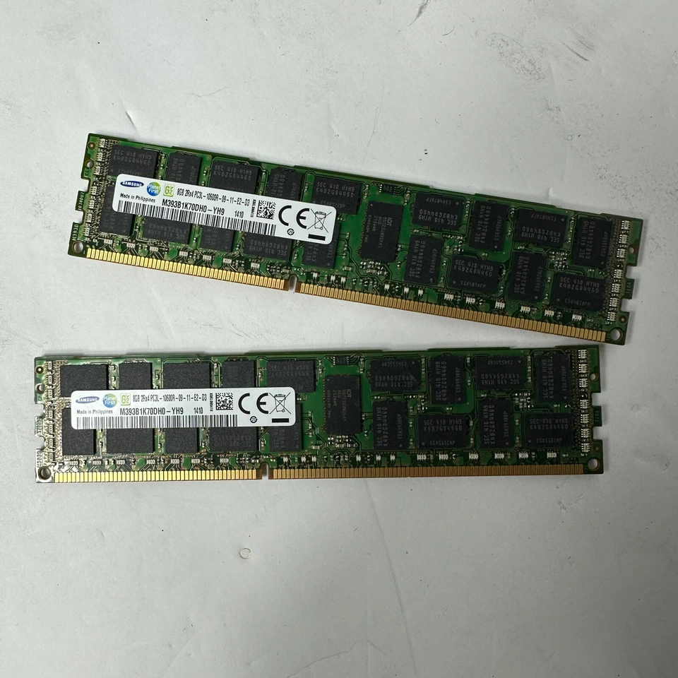 SAMSUNG M393B5270QB0-YK0Q8 4GB 1Rx4 PC3L-1280R ECC DDR3 Server Memory RAM - Pair - Image 2 of 4