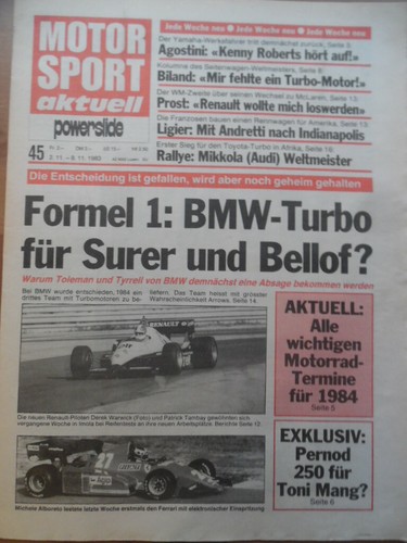 MOTOR SPORT aktuell 45 - 1983 Formel 1 BMW-Turbo Surer Bellof BMW Alphina C1
