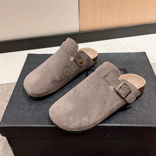 Clogs Hausschuhe Kork Fußbett Sandalen Wildleder Pantoletten Rutschen Berufssch - Bild 12 von 26