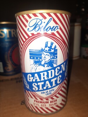 BILOW GARDEN STATE BEER JULY 4TH 1979 EMPTY B/O 12 OZ STR STEEL BEER CAN