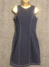 Danskin 1980’s Bodysuit Dress Sleeveless Blue Women’s Size Small Made In USA