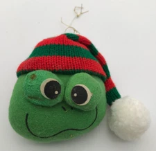 RUSS Berrie & Co. Frog Christmas Ornament DAMAGED Rust Marks from old Metal Hook