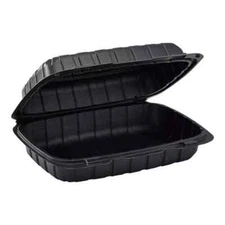75 Piece Restaurant Quality 9x6 Black Clamshell To-Go Food Containers (27oz)