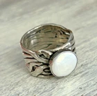 Vintage Sterling Silver 925 Ring Sz 11 Weave with Mother of Pearl Stone