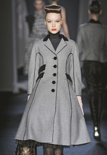 Moschino Black White Houndtooth Check Wool Velvet Coat 42 4  6