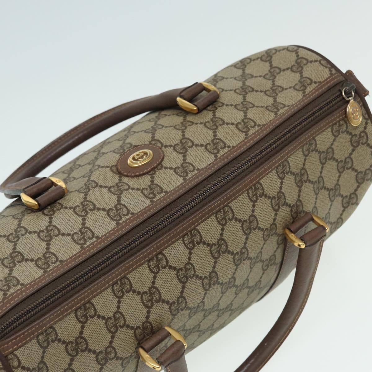 GUCCI GG Supreme Boston Bag PVC Beige 002 123 6842 Auth GUCCI GG Supreme Boston Bag PVC Beige 002 123 6842 Auth
