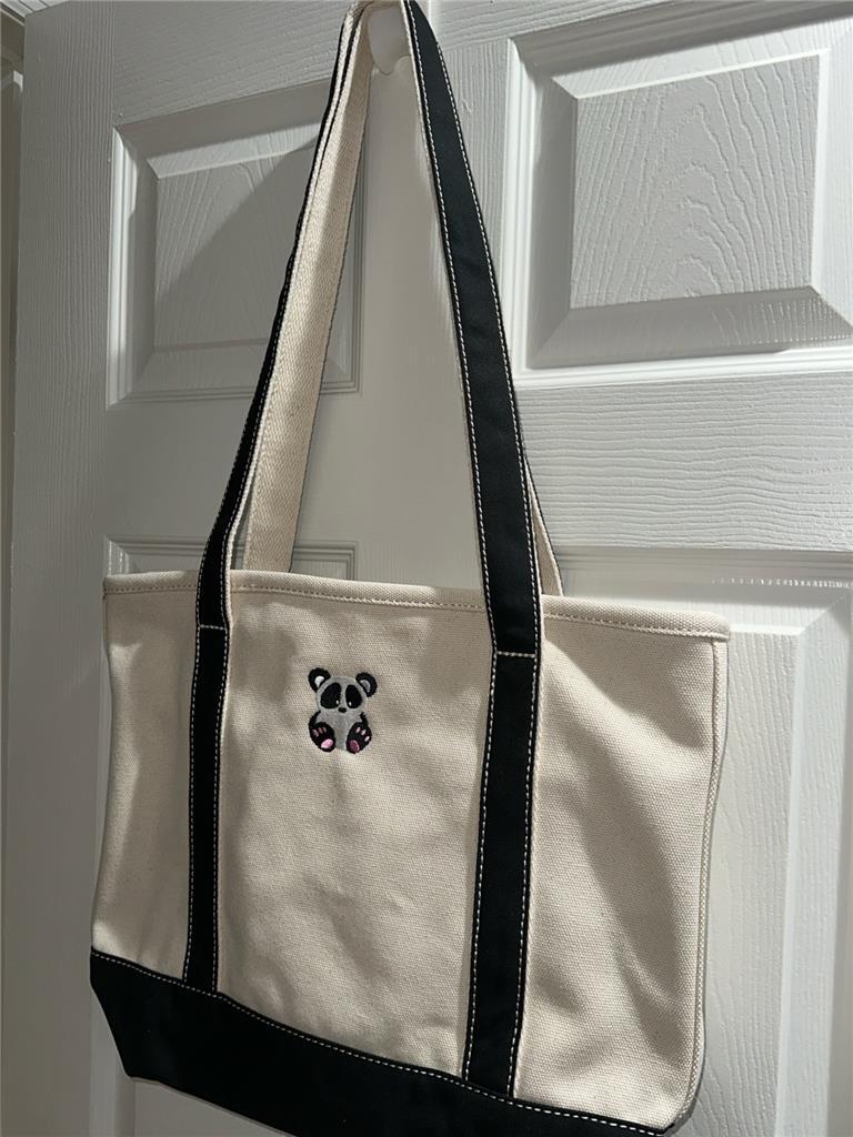 Lands End Zip Top Long Handle Canvas Tote Bag 