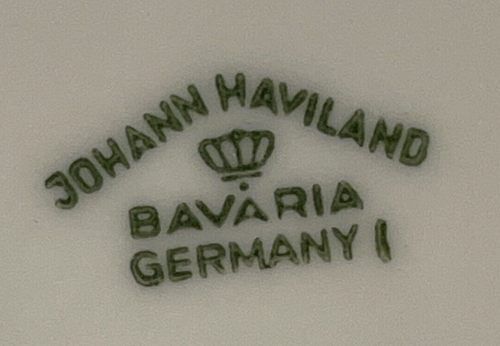 Ciotola di zucchero e coperchio Johann Haviland Baviera Germania Fine Cina ghirlanda blu cena - Foto 8 di 8