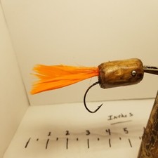 Cedar Wood Hand Made Fishing Vintage Inspired Topwater Lure Natural Neon Orange 