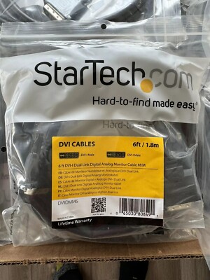 Lot of 10 NEW StarTech 6  DVI-I Dual Link Digital Analog M-M DVI Cable 6ft 1.8m