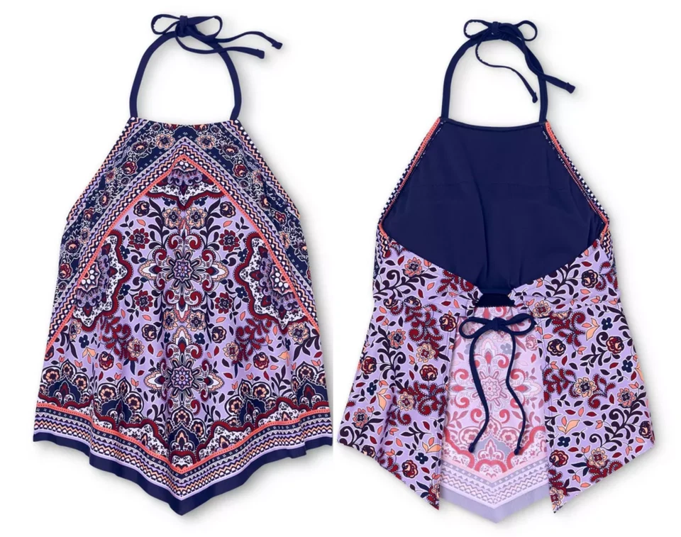 Размер M (8-10) высокий воротник танкини плавать верхний цветочный пейсли носовой платок, Kona Sol - Изображение 2 из 4