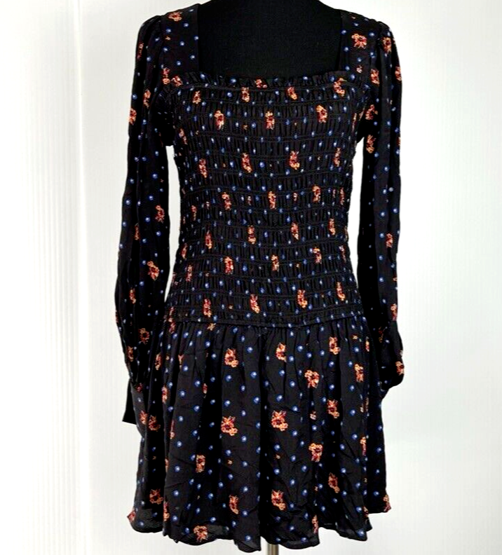 Free People Dress Women Extra Small Smocked Stretch Flare Boho Work Party  Core | eBay