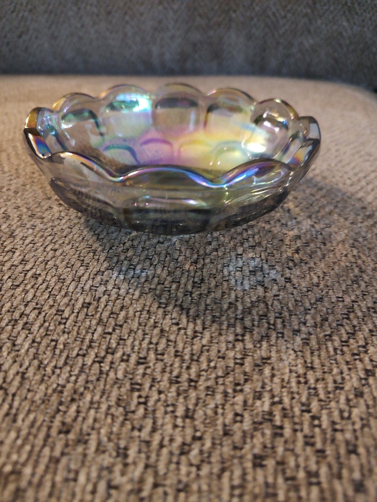 Vintage Federal Carnival Glass Iridescent Nut Candy Salad Bowl Beautiful Condition  