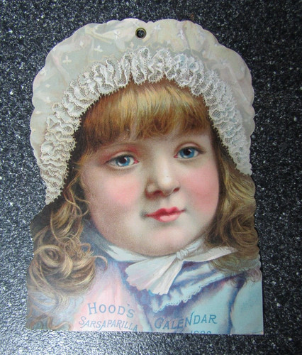 Antique Victorian Advertising Trade Card Hood's Sarsaparilla Calendar 1889