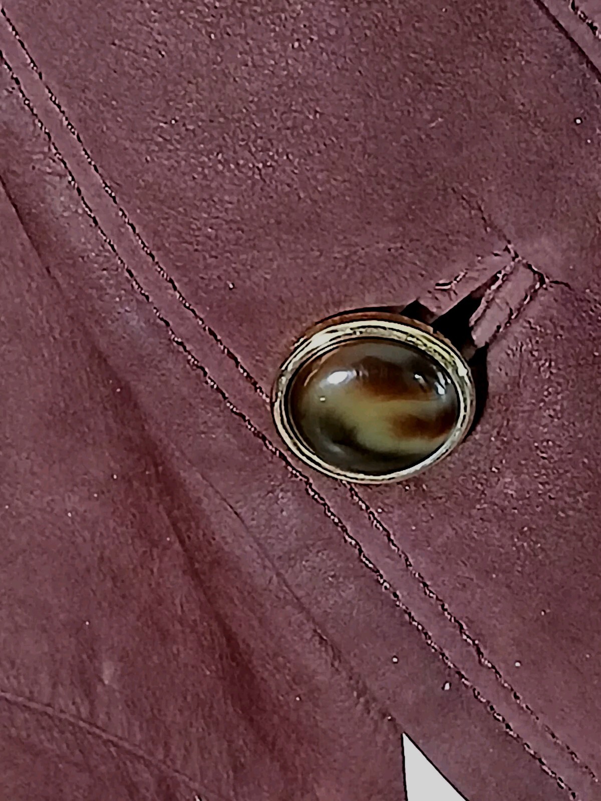 Gallotti leather/curly lamb fur collar marble edge button coat Size 22/XXL NWT