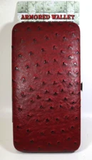 NBOT red ostrich Flat wallet credit card holder RFID protection armored
