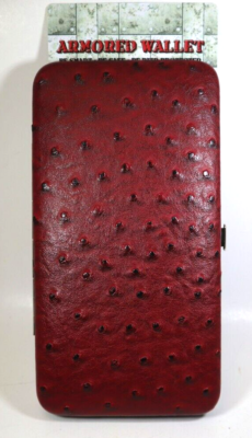 NBOT red ostrich Flat wallet credit card holder RFID protection armored |  eBay