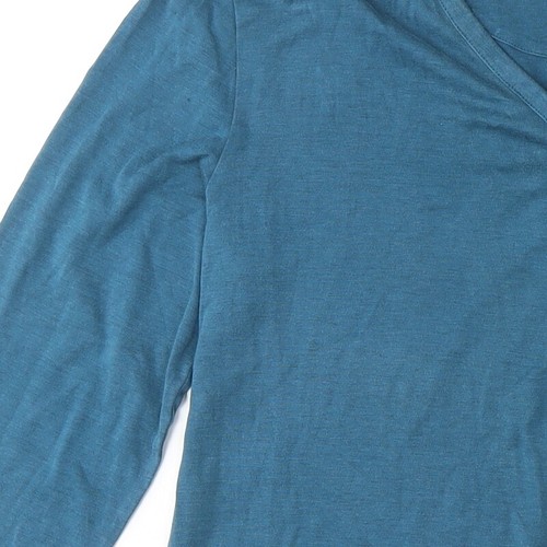 Charles Tyrwhitt Blue Silk Cotton V-Neck Blouse, L - Picture 6 of 12