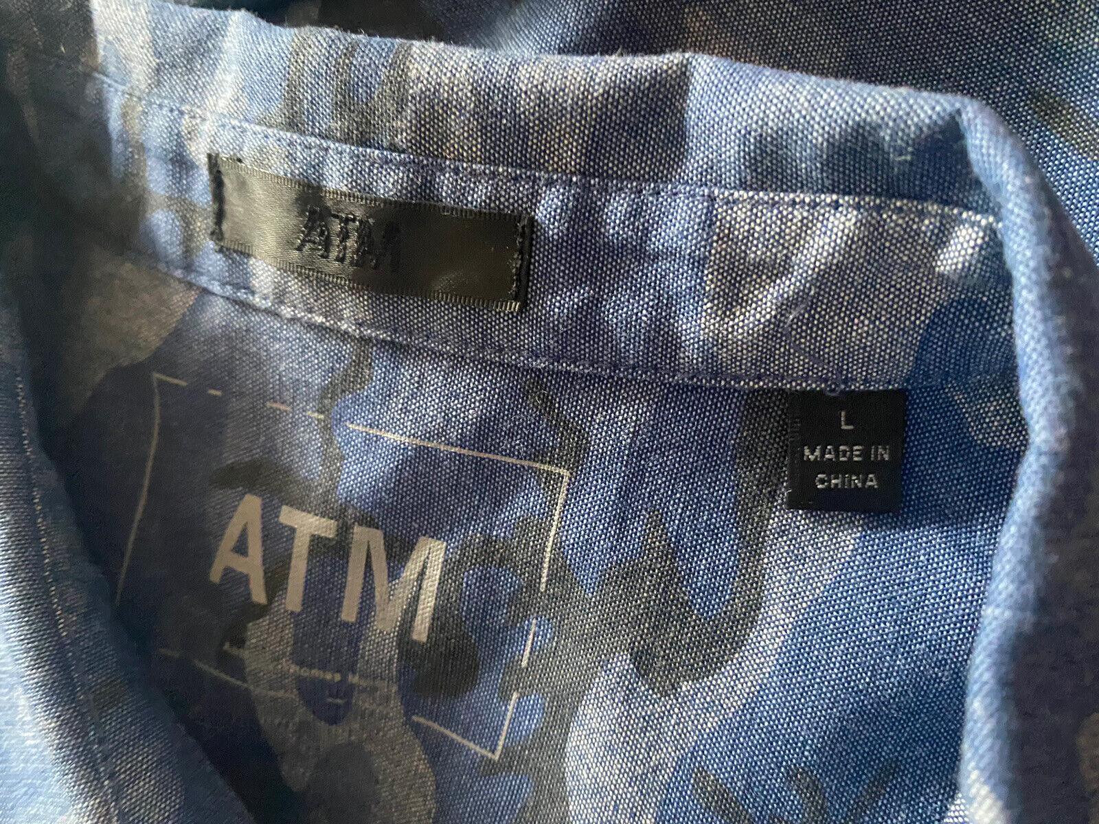 ATM blue boyfriend camo button front shirt size L… - image 4