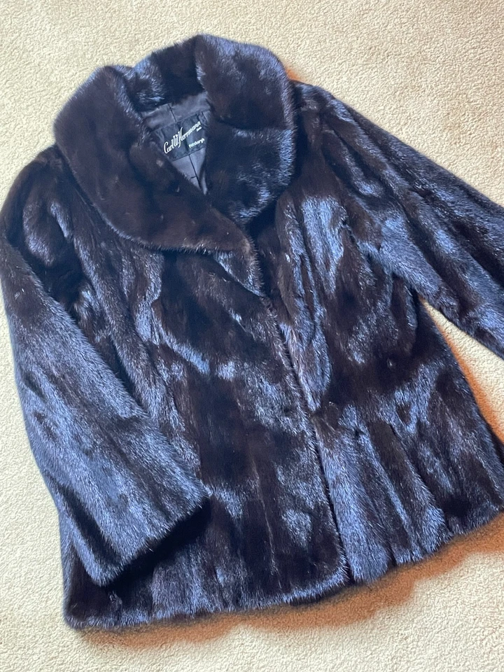 Vintage 40s 50s Carl Herrmann Furs Mink Coat Women's Shawl Collar Short Jacket L - Image 3 of 4