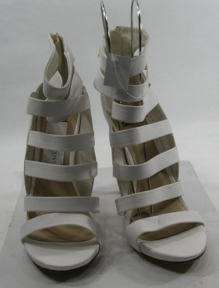 Blanco 5" Stiletto Tacón Alto PUNTERA ABIERTA Correa Delantera Zapatos MUJERES Talla 7 Foto 2 de 4