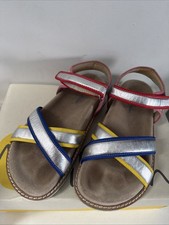 Vgc Mini Boden Girls Silver Rainbow Sandals Size 33 Uk Size 1 with box