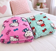 2 Pack Hello Kitty Sanrio Cloud Throw Blanket Pink/ Mint Soft Plush 60x70 New