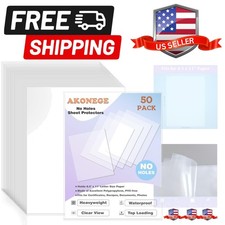 50 Pack No Holes Sheet Protectors 8.5 x 11 Inch Letter Size Page Protectors f...
