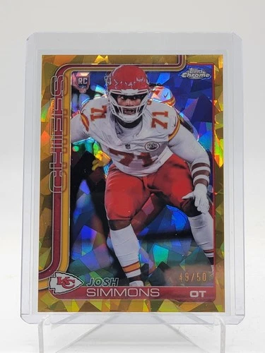 JOSH SIMMONS 2025 TOPPS CHROME SAPPHIRE GOLD REFRACTOR ROOKIE RC /50 #304 Q5692