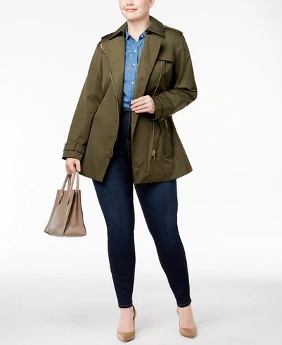 Michael Kors Women's Zip Trench Coat Green Size 3X