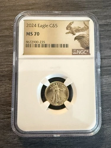 2024 American Gold Eagle $5 (1/10 oz Fine, Type 2) Graded A Perfect MS70 by NGC