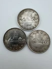 Coin set 3 Canada Dollar 1945 1947 1948  King George VI Canoe Design