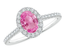 14k Solid Gold Pink Sapphire & Diamonds Ring Oval Cut 1.10 Carats Christmas Gift