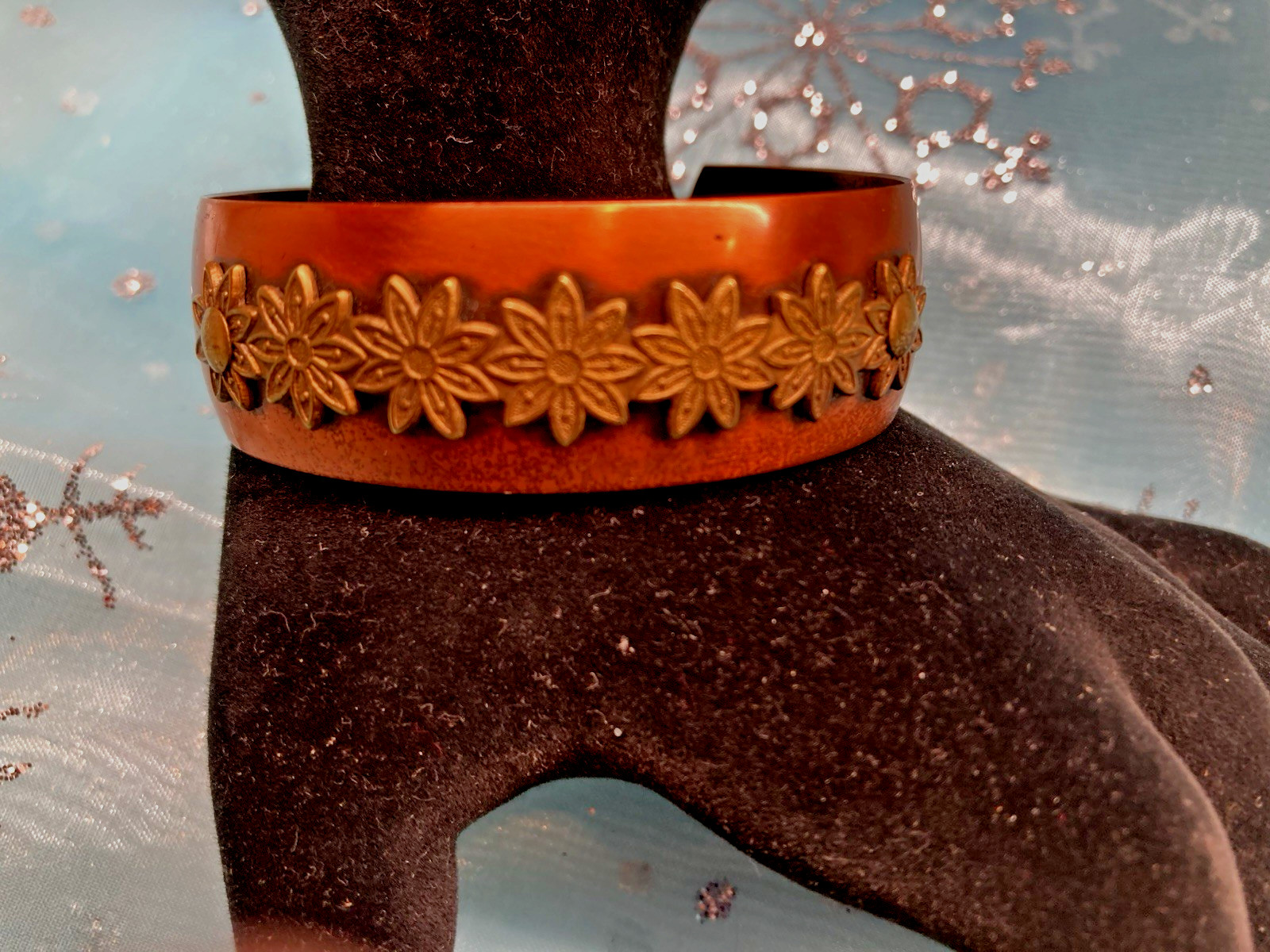 Vintage Unique Genuine Solid Copper Cuff Bracelet… - image 3