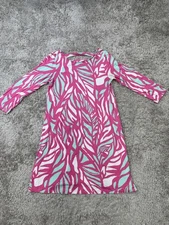 Lilly Pulitzer Dress Womens Medium Pink 3/4 Sleeve Strappy V-Neck Style 24087