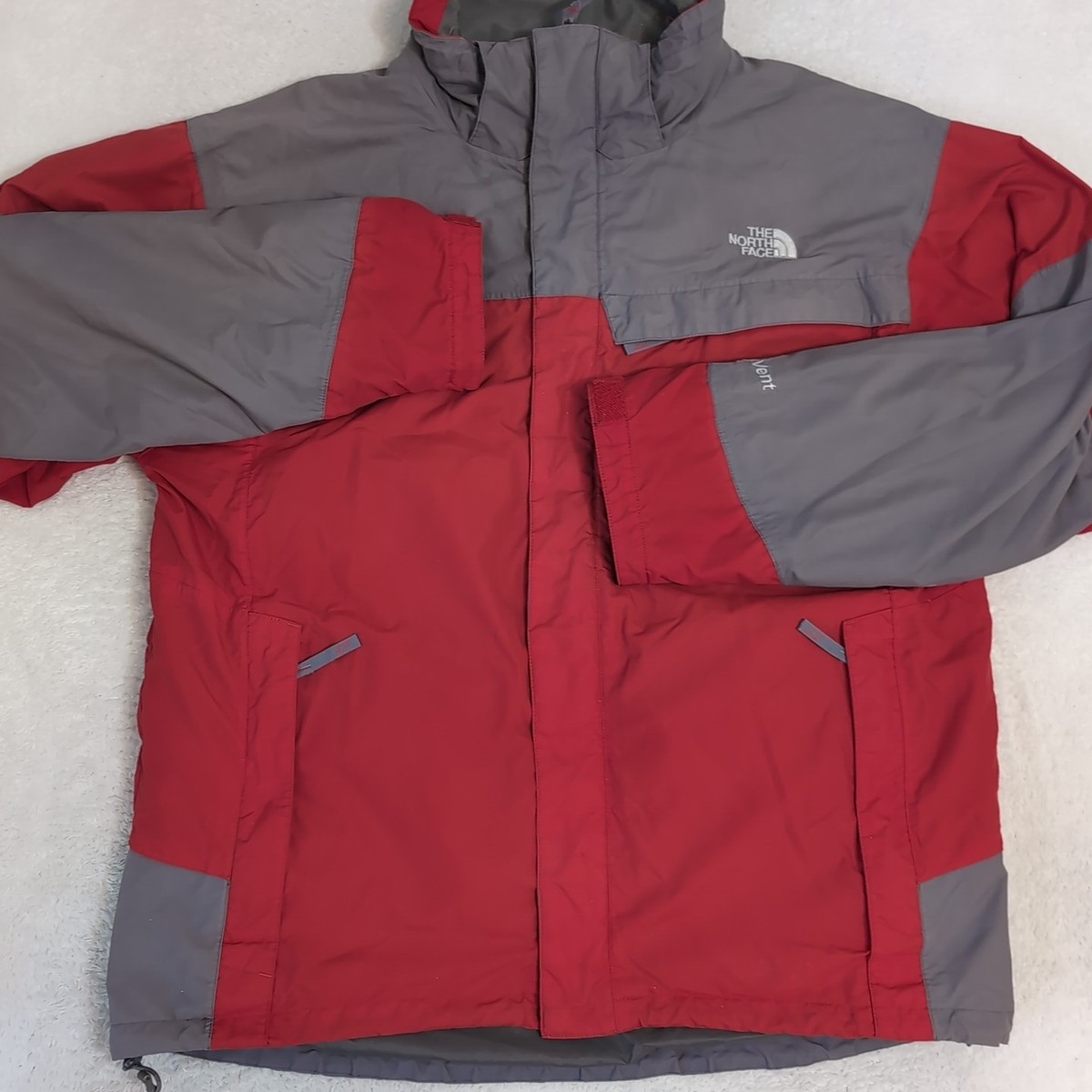 The North Face HyVent Mens L Red Gray Outdoors Coat Ski