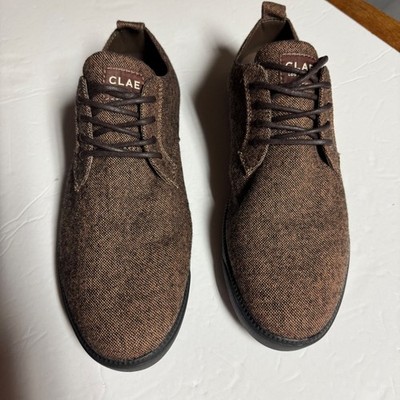 CLAE Oxford Casual Dress Shoes Brown Woven Lace Up size 9