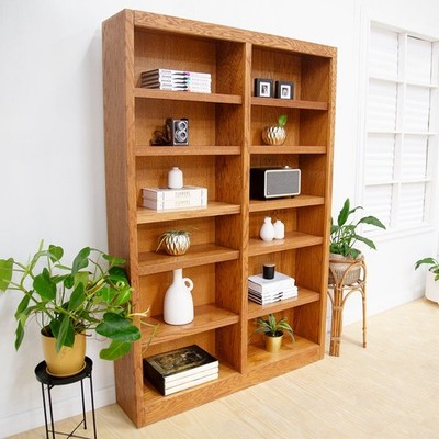 Concepts in Wood Mi4884 Double Wide Bookcase 12 Shelves Oak for