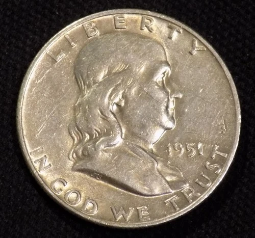 1951 D Franklin Silver Half Dollar AU Details