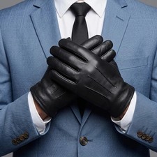 Men's Police Leather Gloves - Leather CUT RESISTANT PATROL DUTY SEARCH GLOVES