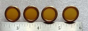 4 Vintage Cream & Amber Lucite Style Shank Buttons 7/8" Mid Century Sewing Butto