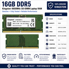 16GB DDR5 Kingston Laptop RAM SO-DIMM Memory Module 4800MHz PC5 Fully Tested Gen