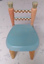 Russ Carrot Chair Bunny Bear Doll Plush Toy Country Wood  9” Tall x 5” Seat 