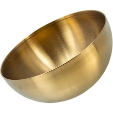 Stainless Steel Salad Bowl Golden Metal Serving Bowl For Food Supplies