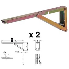 2 x Hafele Sprung Hinged Bracket Folding Drop Leaf Worktop Table Shelf Support