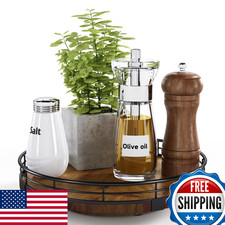 Platine vinyle Farmhouse chêne 9" noyer paresseux Susan organisateur bois rond