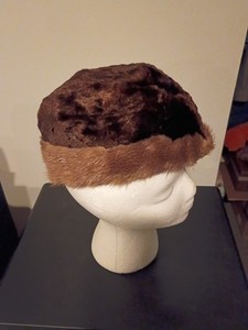 Vintage fur Winter Cap Flat Folded Hat Cossack Ambassador Trapper Retro Small
