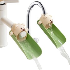 2Pack Beige Kids Faucet Extender, Silicone Sink Adapter with Visual Temp Alert
