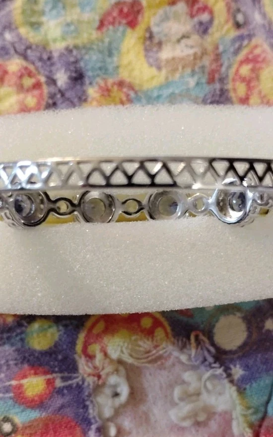 simulated tanzanite bangle bracelet Silver Plated - Image 3 of 4