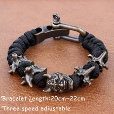 Herren Demon Armband 😈 Gothic Paracord Survivor Schwarz verstellbar Biker
